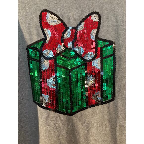 Disney Parks Minnie Mouse Sequin Shirt Silver Thread XXL Christmas Festive - Picture 2 of 9